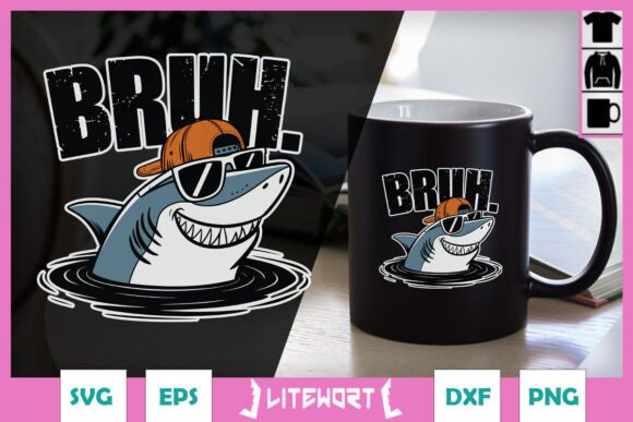 Bruh Shark Summer Vacation Funny SVG for Crafts and Graphics