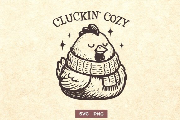Cluckin’ Cozy Chicken SVG PNG Art for Crafts and Graphics