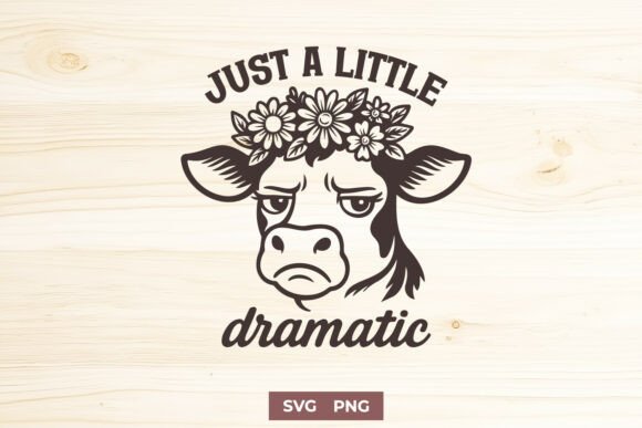 Just a Little Dramatic Cow Funny SVG PNG for Crafts and Graphics