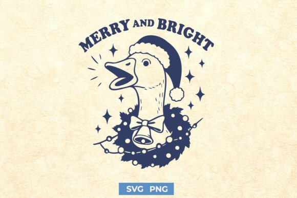 Merry and Bright Goose SVG Graphics for Crafts