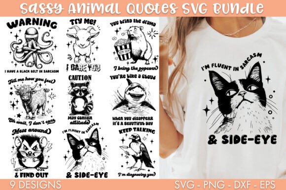 Sassy Animal Quotes Funny SVG Bundle for Crafts and Graphics